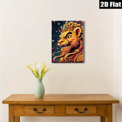 2D flat 1pc Majestic Lion King Portrait Wall Art Canvas Prints Living Room Bedroom Decor Bohemian Style Gallery Wrapped Modern Farmhouse Art