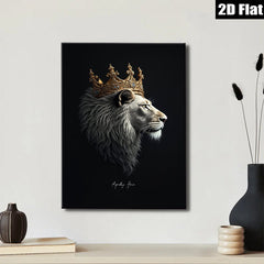2D flat 1pc Majestic Lion King Portrait Wall Art Canvas Prints for Living Room Bedroom Home Decor Modern Farmhouse Gallery Wrapped Timeless Statement Piece