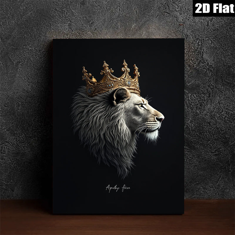 2D flat 1pc Majestic Lion King Portrait Wall Art Canvas Prints for Living Room Bedroom Home Decor Modern Farmhouse Gallery Wrapped Timeless Statement Piece
