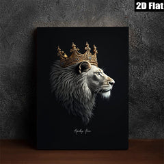2D flat 1pc Majestic Lion King Portrait Wall Art Canvas Prints for Living Room Bedroom Home Decor Modern Farmhouse Gallery Wrapped Timeless Statement Piece