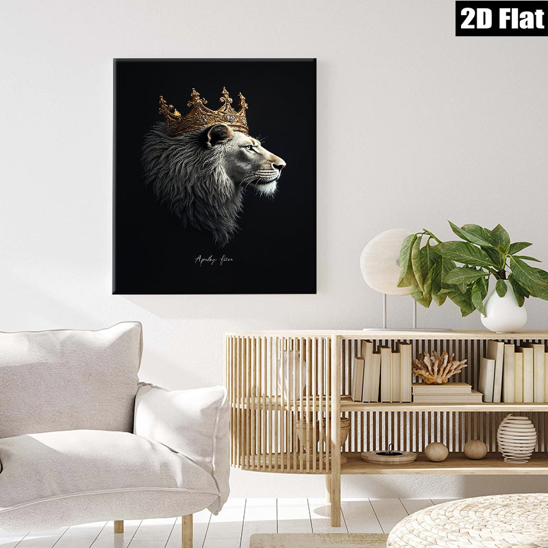 2D flat 1pc Majestic Lion King Portrait Wall Art Canvas Prints for Living Room Bedroom Home Decor Modern Farmhouse Gallery Wrapped Timeless Statement Piece