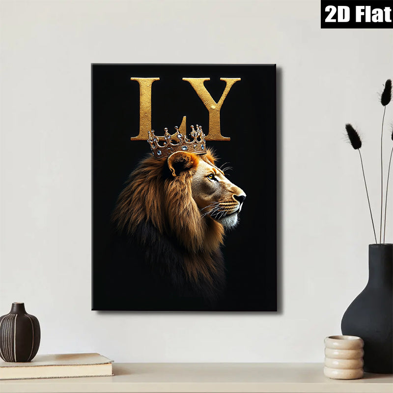 2D flat 1pc Majestic Lion King Portrait Wall Art Decor Living Room Bedroom Home Office Canvas Prints Modern Farmhouse Style Gallery Wrapped Timeless Artwork Trending Now