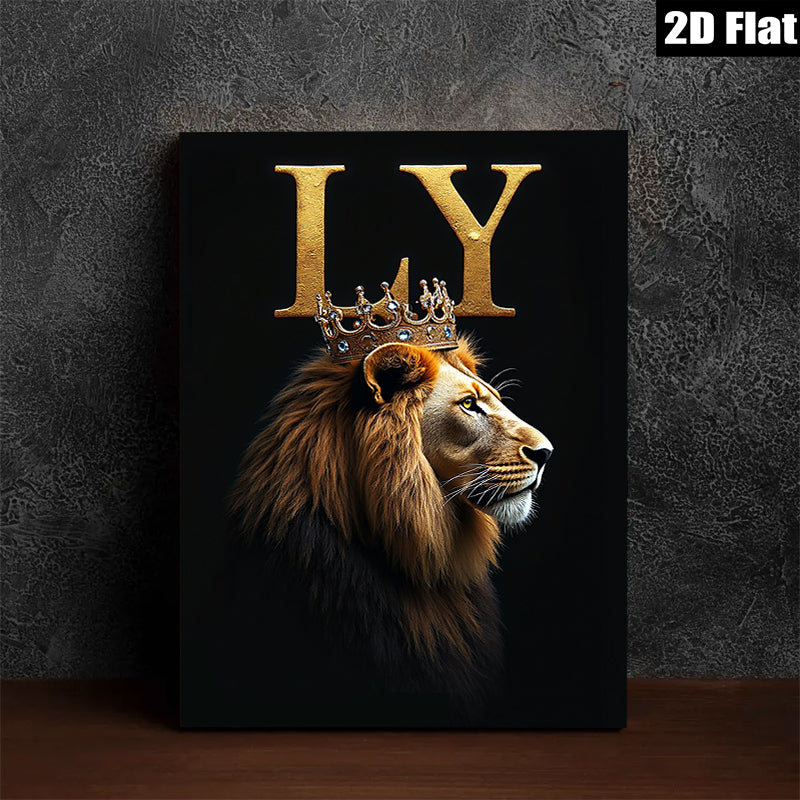 2D flat 1pc Majestic Lion King Portrait Wall Art Decor Living Room Bedroom Home Office Canvas Prints Modern Farmhouse Style Gallery Wrapped Timeless Artwork Trending Now