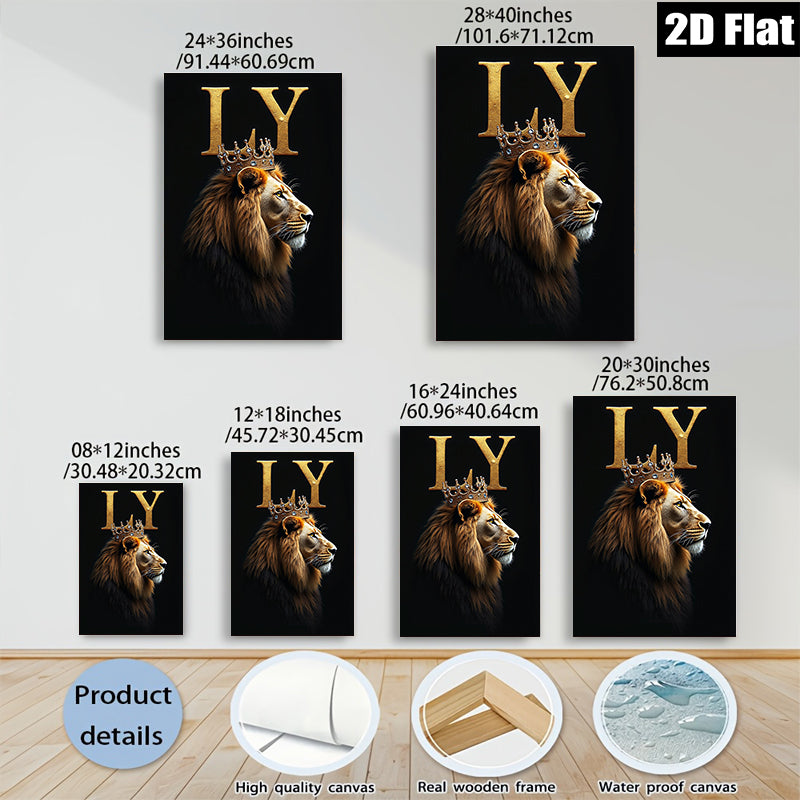 2D flat 1pc Majestic Lion King Portrait Wall Art Decor Living Room Bedroom Home Office Canvas Prints Modern Farmhouse Style Gallery Wrapped Timeless Artwork Trending Now