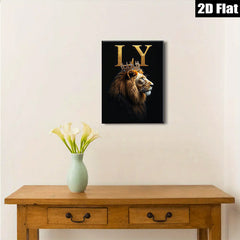 2D flat 1pc Majestic Lion King Portrait Wall Art Decor Living Room Bedroom Home Office Canvas Prints Modern Farmhouse Style Gallery Wrapped Timeless Artwork Trending Now