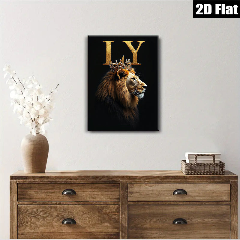 2D flat 1pc Majestic Lion King Portrait Wall Art Decor Living Room Bedroom Home Office Canvas Prints Modern Farmhouse Style Gallery Wrapped Timeless Artwork Trending Now