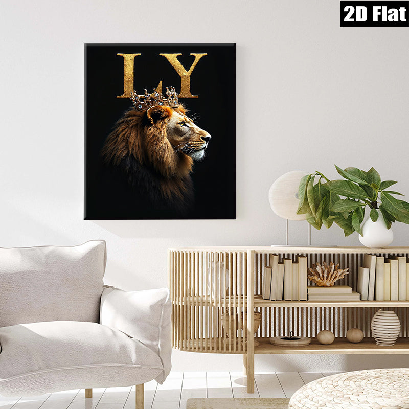 2D flat 1pc Majestic Lion King Portrait Wall Art Decor Living Room Bedroom Home Office Canvas Prints Modern Farmhouse Style Gallery Wrapped Timeless Artwork Trending Now