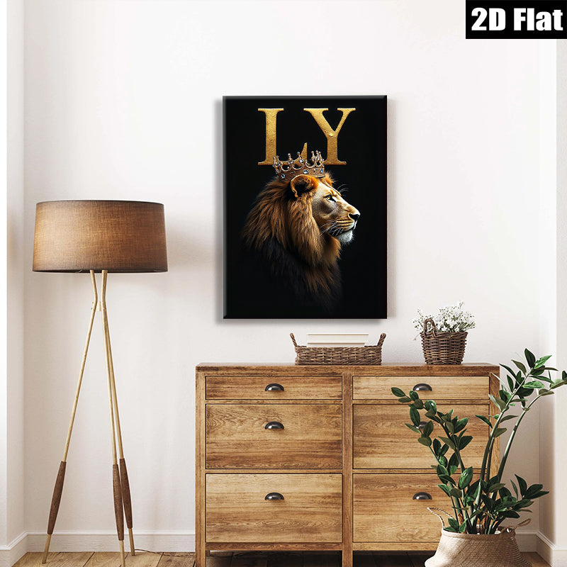 2D flat 1pc Majestic Lion King Portrait Wall Art Decor Living Room Bedroom Home Office Canvas Prints Modern Farmhouse Style Gallery Wrapped Timeless Artwork Trending Now