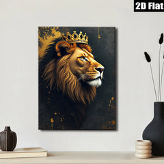 2D flat 1pc Majestic Lion King Portrait Wall Art Decor for Living Room Bedroom Office Modern Farmhouse Gallery Wrapped Canvas Prints
