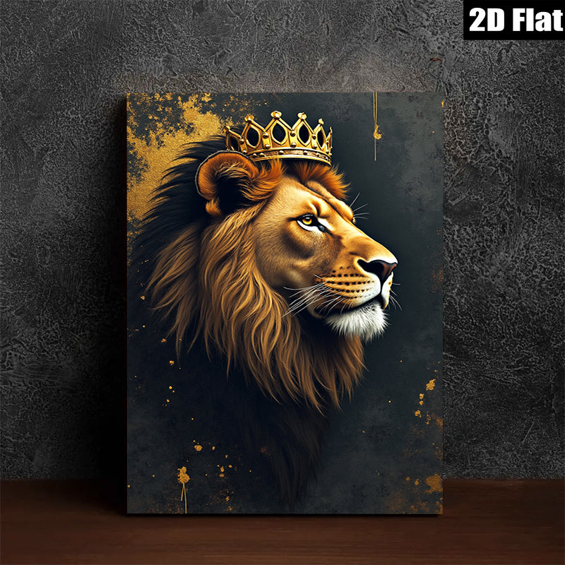 2D flat 1pc Majestic Lion King Portrait Wall Art Decor for Living Room Bedroom Office Modern Farmhouse Gallery Wrapped Canvas Prints