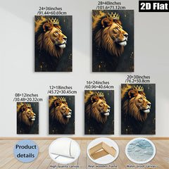 2D flat 1pc Majestic Lion King Portrait Wall Art Decor for Living Room Bedroom Office Modern Farmhouse Gallery Wrapped Canvas Prints