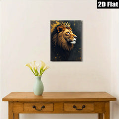 2D flat 1pc Majestic Lion King Portrait Wall Art Decor for Living Room Bedroom Office Modern Farmhouse Gallery Wrapped Canvas Prints