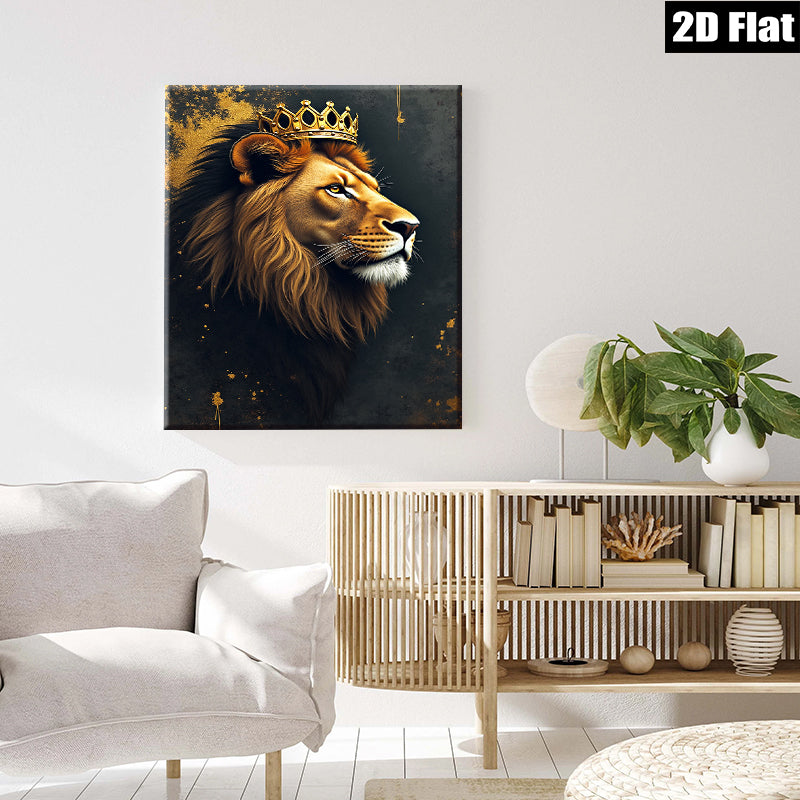 2D flat 1pc Majestic Lion King Portrait Wall Art Decor for Living Room Bedroom Office Modern Farmhouse Gallery Wrapped Canvas Prints