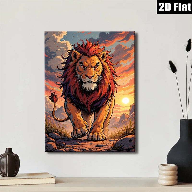 2D flat 1pc Majestic Lion King Power Animal Wall Art Decor for Living Room Bedroom Home Office Gallery Wrapped Canvas Prints Modern Farmhouse Rustic Decor