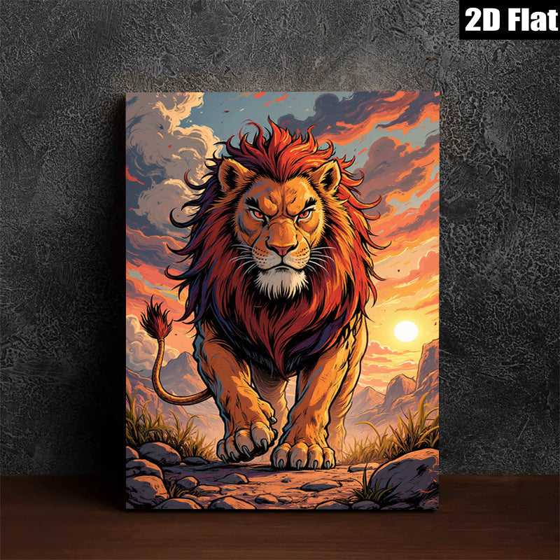 2D flat 1pc Majestic Lion King Power Animal Wall Art Decor for Living Room Bedroom Home Office Gallery Wrapped Canvas Prints Modern Farmhouse Rustic Decor