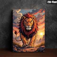 2D flat 1pc Majestic Lion King Power Animal Wall Art Decor for Living Room Bedroom Home Office Gallery Wrapped Canvas Prints Modern Farmhouse Rustic Decor