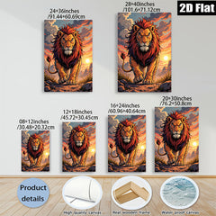 2D flat 1pc Majestic Lion King Power Animal Wall Art Decor for Living Room Bedroom Home Office Gallery Wrapped Canvas Prints Modern Farmhouse Rustic Decor