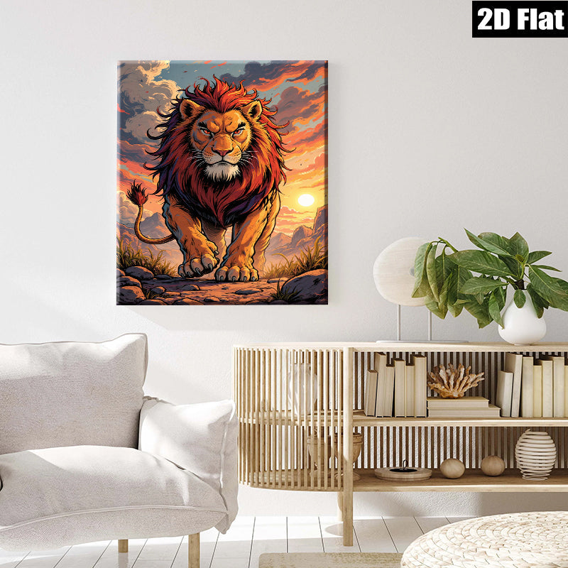 2D flat 1pc Majestic Lion King Power Animal Wall Art Decor for Living Room Bedroom Home Office Gallery Wrapped Canvas Prints Modern Farmhouse Rustic Decor