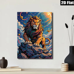 2D flat 1pc Majestic Lion King Power Animal Wall Art Decor for Living Room Bedroom Office Gallery Wrapped Canvas Prints Modern Farmhouse Style