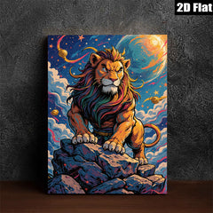 2D flat 1pc Majestic Lion King Power Animal Wall Art Decor for Living Room Bedroom Office Gallery Wrapped Canvas Prints Modern Farmhouse Style