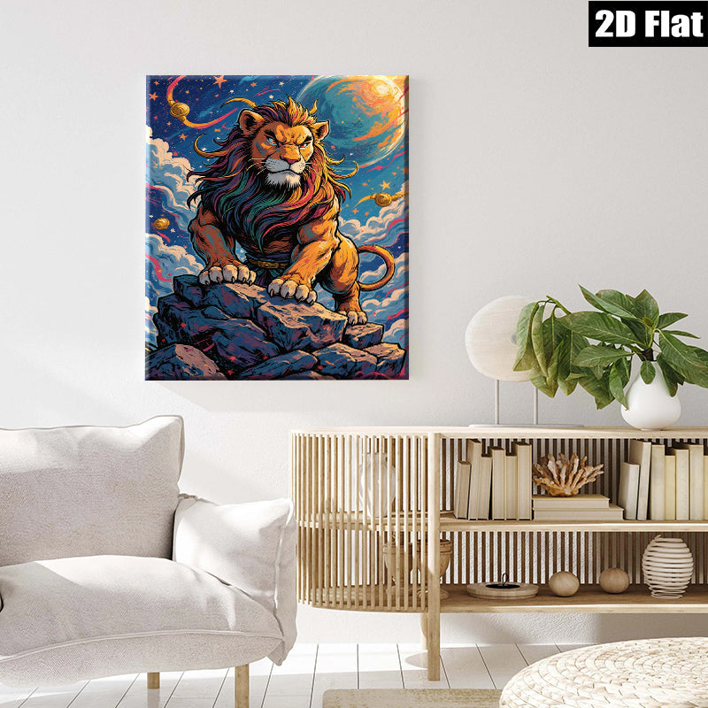 2D flat 1pc Majestic Lion King Power Animal Wall Art Decor for Living Room Bedroom Office Gallery Wrapped Canvas Prints Modern Farmhouse Style