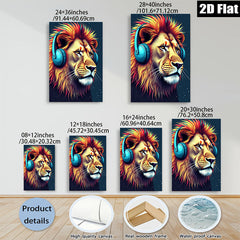 2D flat 1pc Majestic Lion Music Lover Wall Art Bedroom Living Room Home Decor Canvas Prints Modern Farmhouse Style Trending Now