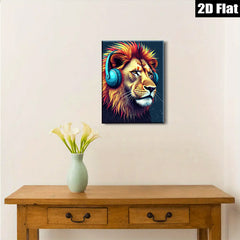 2D flat 1pc Majestic Lion Music Lover Wall Art Bedroom Living Room Home Decor Canvas Prints Modern Farmhouse Style Trending Now
