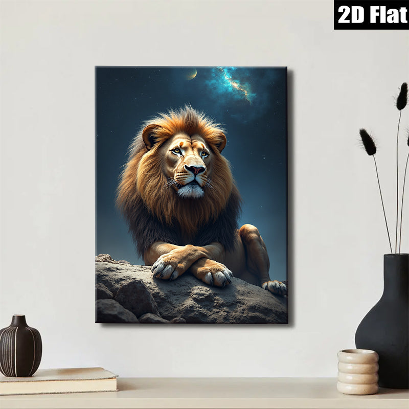 2D flat 1pc Majestic Lion Night Sky Wall Art Decor Living Room Bedroom Modern Canvas Prints Framed Home Office Decor Gift Ideas Trending Now