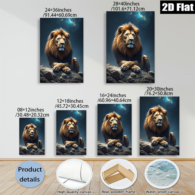 2D flat 1pc Majestic Lion Night Sky Wall Art Decor Living Room Bedroom Modern Canvas Prints Framed Home Office Decor Gift Ideas Trending Now