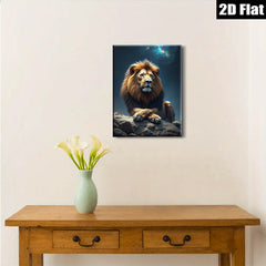 2D flat 1pc Majestic Lion Night Sky Wall Art Decor Living Room Bedroom Modern Canvas Prints Framed Home Office Decor Gift Ideas Trending Now
