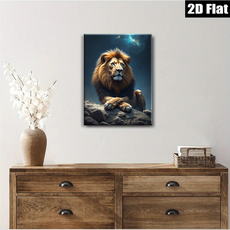 2D flat 1pc Majestic Lion Night Sky Wall Art Decor Living Room Bedroom Modern Canvas Prints Framed Home Office Decor Gift Ideas Trending Now