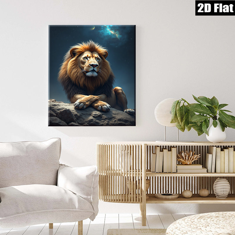 2D flat 1pc Majestic Lion Night Sky Wall Art Decor Living Room Bedroom Modern Canvas Prints Framed Home Office Decor Gift Ideas Trending Now