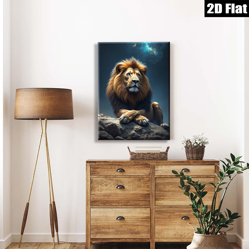 2D flat 1pc Majestic Lion Night Sky Wall Art Decor Living Room Bedroom Modern Canvas Prints Framed Home Office Decor Gift Ideas Trending Now