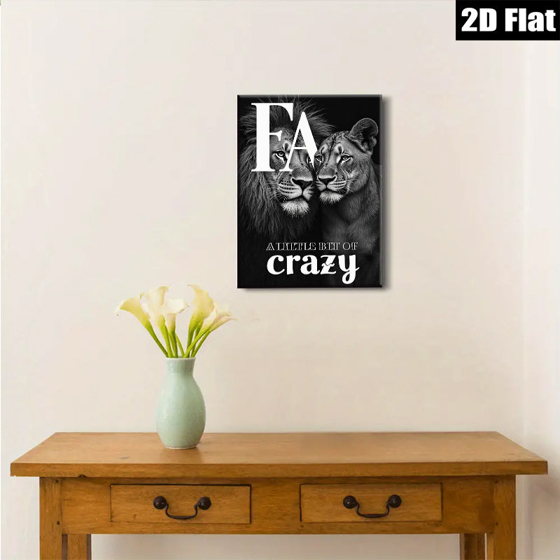 2D flat 1pc Majestic Lion Pair Canvas Wall Art for Living Room Bedroom Home Decor Modern Farmhouse Style Gallery Wrapped Animal Prints Ready to Hang Inspirational Artwork