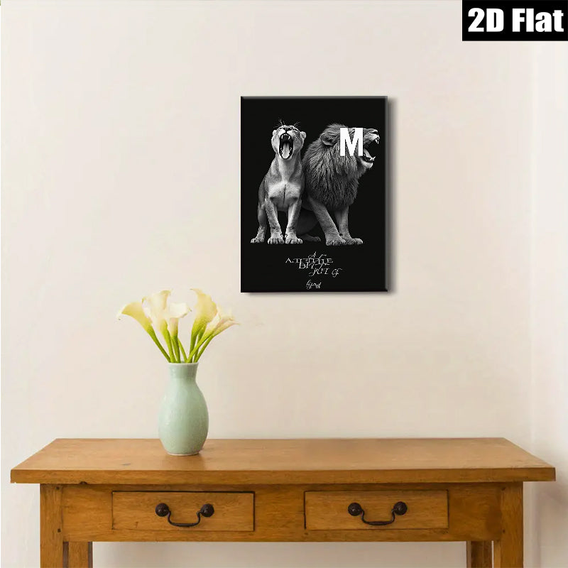 2D flat 1pc Majestic Lion Pair Wall Art Canvas Prints for Living Room Bedroom Modern Farmhouse Decor Gallery Wrapped Animal Wildlife Photography