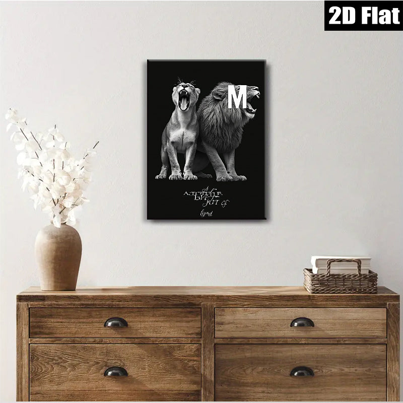 2D flat 1pc Majestic Lion Pair Wall Art Canvas Prints for Living Room Bedroom Modern Farmhouse Decor Gallery Wrapped Animal Wildlife Photography