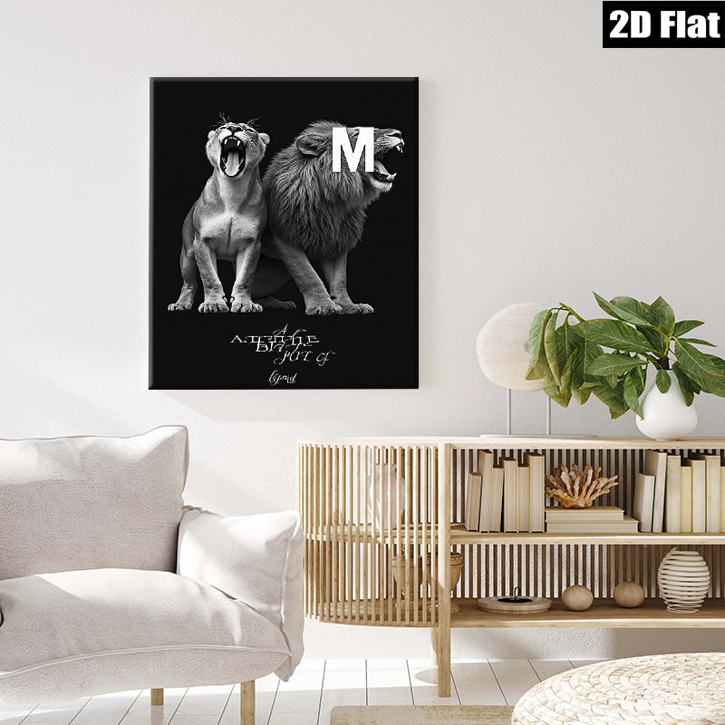 2D flat 1pc Majestic Lion Pair Wall Art Canvas Prints for Living Room Bedroom Modern Farmhouse Decor Gallery Wrapped Animal Wildlife Photography