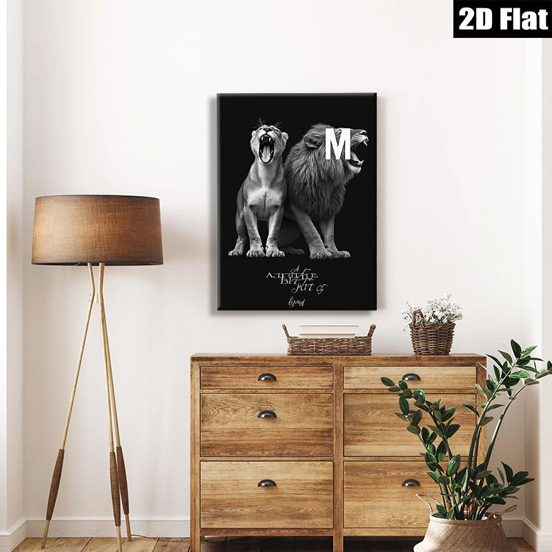 2D flat 1pc Majestic Lion Pair Wall Art Canvas Prints for Living Room Bedroom Modern Farmhouse Decor Gallery Wrapped Animal Wildlife Photography