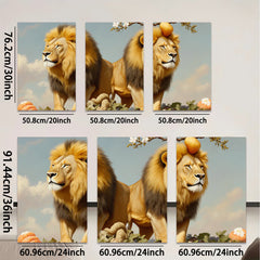 2D flat 1pc Majestic Lion Pair Wildlife Canvas Wall Art for Living Room Bedroom Home Decor farmhouse style gallery wrapped ready to hang