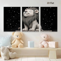 2D flat 1pc Majestic Lion Portrait Animal Wall Art Canvas Prints for Living Room Bedroom Home Decor Gallery Wrapped Modern Farmhouse Style
