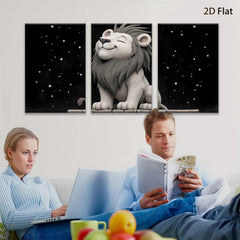 2D flat 1pc Majestic Lion Portrait Animal Wall Art Canvas Prints for Living Room Bedroom Home Decor Gallery Wrapped Modern Farmhouse Style