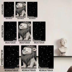 2D flat 1pc Majestic Lion Portrait Animal Wall Art Canvas Prints for Living Room Bedroom Home Decor Gallery Wrapped Modern Farmhouse Style
