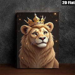 2D flat 1pc Majestic Lion Portrait Canvas Wall Art Living Room Bedroom Home Decor Gallery Wrapped Modern Farmhouse Rustic Bohemian Style Trending Now