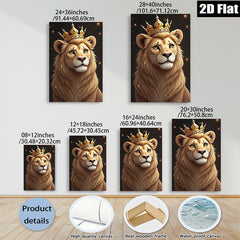2D flat 1pc Majestic Lion Portrait Canvas Wall Art Living Room Bedroom Home Decor Gallery Wrapped Modern Farmhouse Rustic Bohemian Style Trending Now