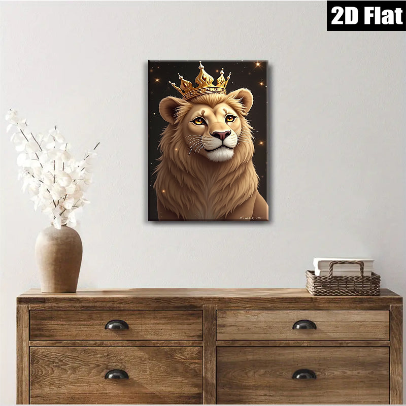2D flat 1pc Majestic Lion Portrait Canvas Wall Art Living Room Bedroom Home Decor Gallery Wrapped Modern Farmhouse Rustic Bohemian Style Trending Now