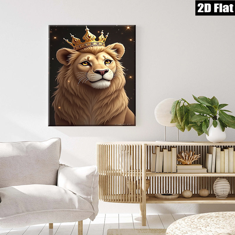 2D flat 1pc Majestic Lion Portrait Canvas Wall Art Living Room Bedroom Home Decor Gallery Wrapped Modern Farmhouse Rustic Bohemian Style Trending Now