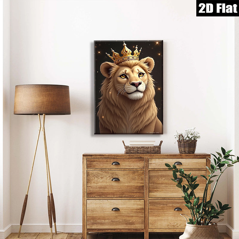 2D flat 1pc Majestic Lion Portrait Canvas Wall Art Living Room Bedroom Home Decor Gallery Wrapped Modern Farmhouse Rustic Bohemian Style Trending Now