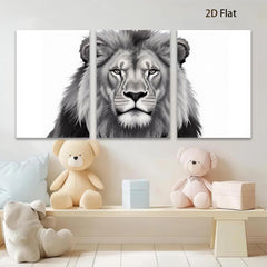 2D flat 1pc Majestic Lion Portrait Canvas Wall Art for Living Room Bedroom Home Decor Modern Farmhouse Rustic Gallery Wrapped Timeless Design