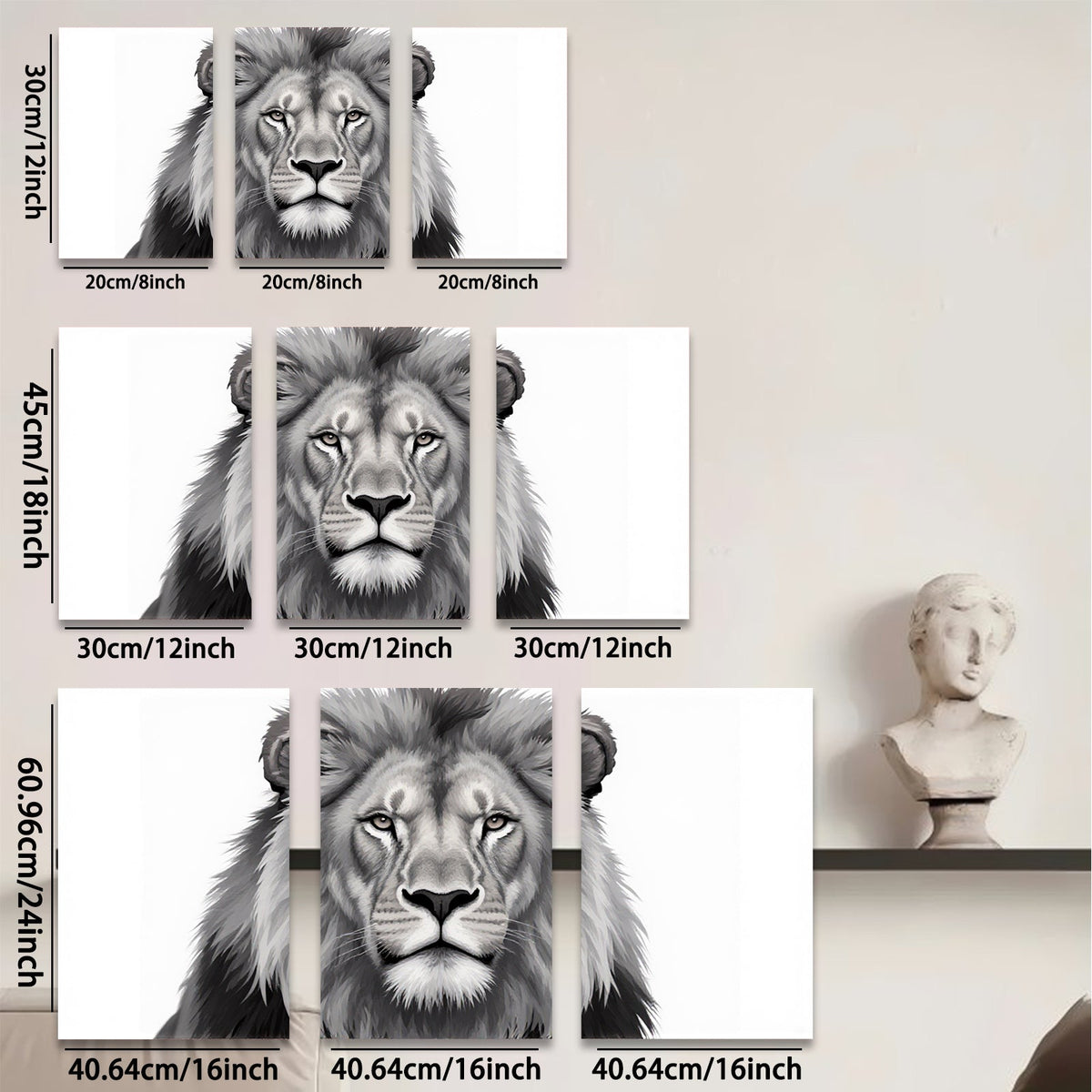 2D flat 1pc Majestic Lion Portrait Canvas Wall Art for Living Room Bedroom Home Decor Modern Farmhouse Rustic Gallery Wrapped Timeless Design