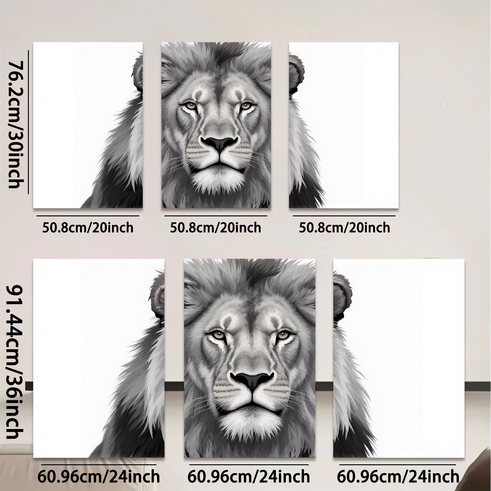2D flat 1pc Majestic Lion Portrait Canvas Wall Art for Living Room Bedroom Home Decor Modern Farmhouse Rustic Gallery Wrapped Timeless Design